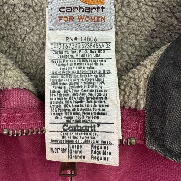Carhartt Women’s Vintage Sherpa Lined Detroit Raspberry Bomber Jacket WJ097 RBY - Picture 3 of 16